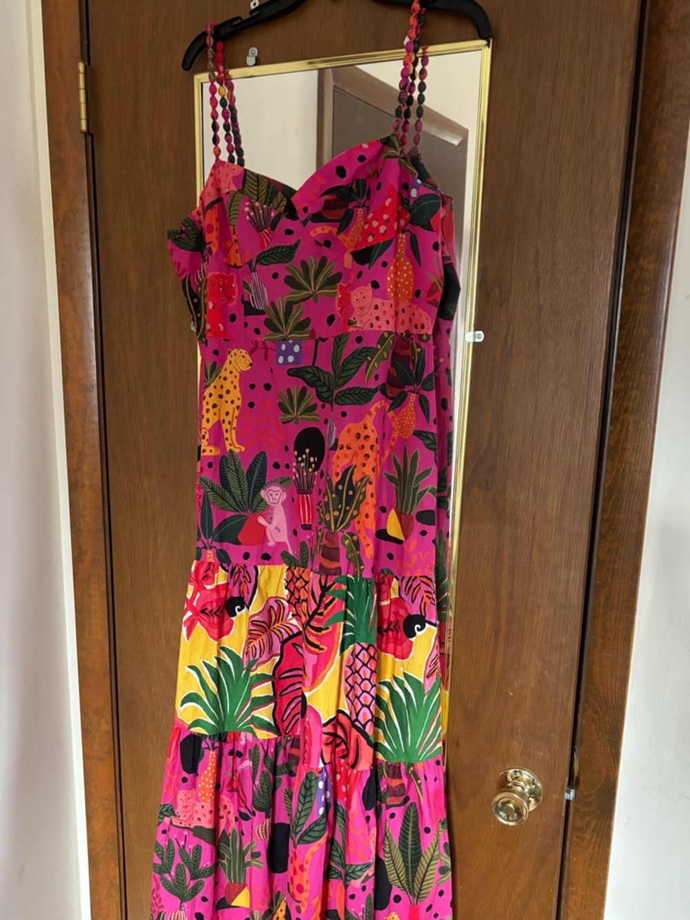 🩷FARM RIO 🌟Vibrant Pink Tropical Print Maxi Dress🌸